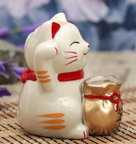 Копилка манеки-неко счастье керамика 10*8,5*9см 3516551